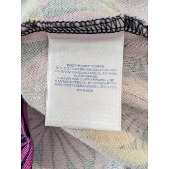 Lands End Womens Cotton Mesh Polo Shirt 2X Fuchsia Tropical Floral Short Sleeve - Picture 7 of 7